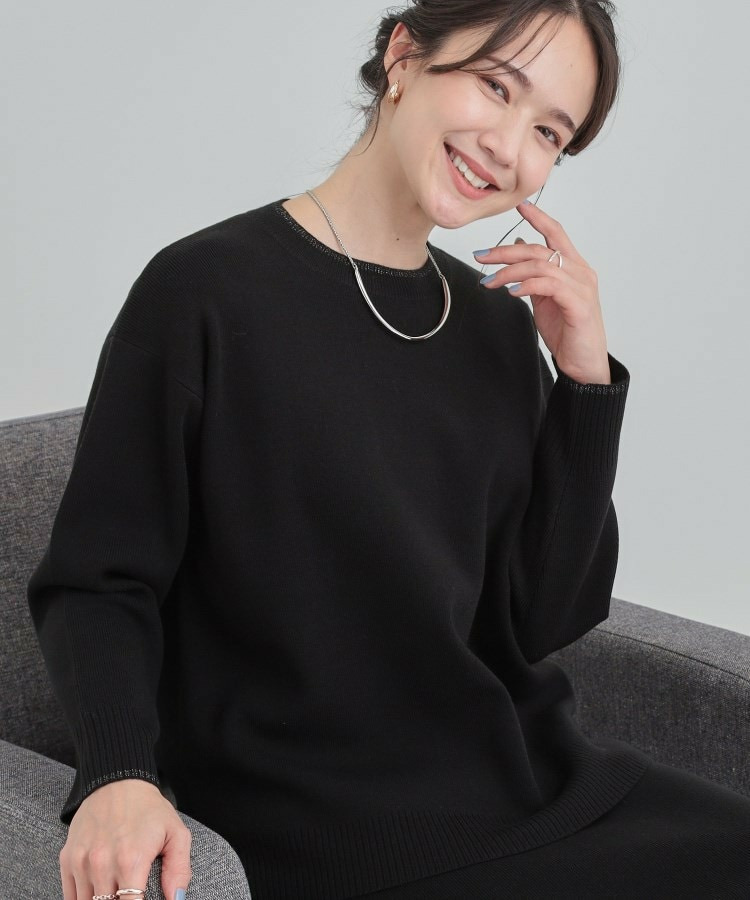 【洗濯機可/セットアップ可/毛玉になりにくい】クルーネックニット1
