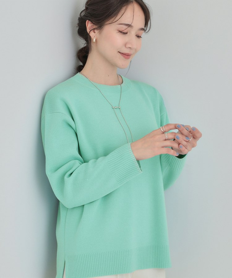 【洗濯機可/セットアップ可/毛玉になりにくい】クルーネックニット1