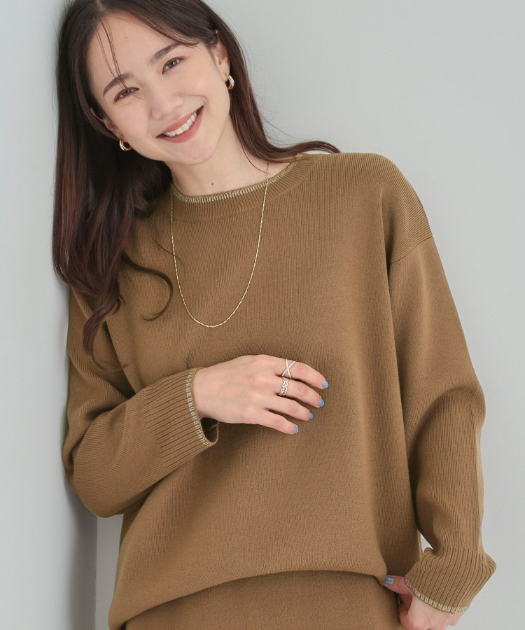 【洗濯機可/セットアップ可/毛玉になりにくい】クルーネックニット1