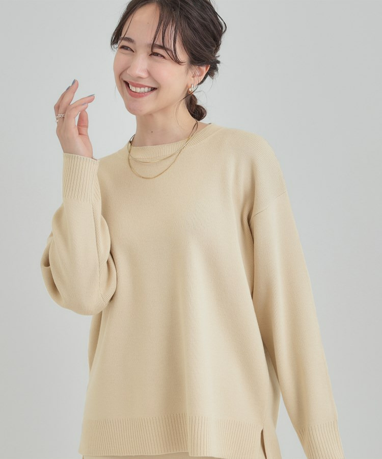 【洗濯機可/セットアップ可/毛玉になりにくい】クルーネックニット1