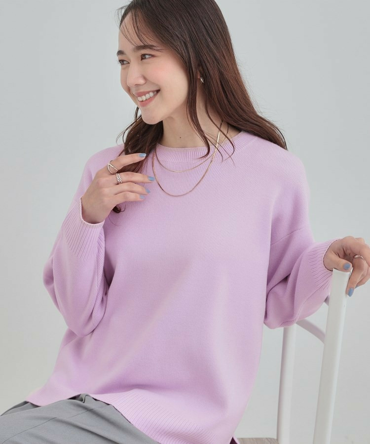 【洗濯機可/セットアップ可/毛玉になりにくい】クルーネックニット1
