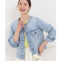 【SHOO・LA・RUE DENIM/S-LL/高レビュー】大人のための ノーカラーデニムジャケット