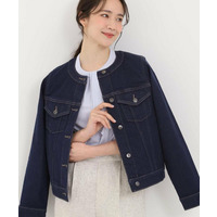 【SHOO・LA・RUE DENIM/S-LL/高レビュー】大人のための ノーカラーデニムジャケット