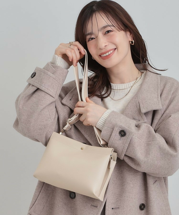 配色ベルト3層ショルダーバッグ