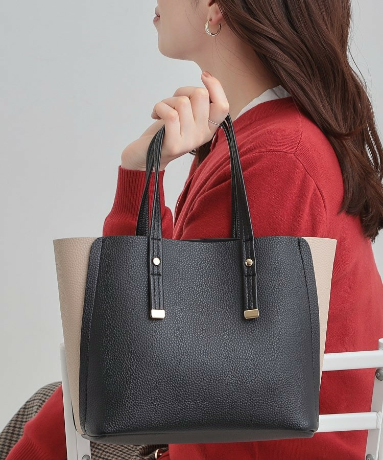 【軽量】ハンドル金具配色トートバッグ1