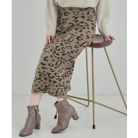 【S-LL】シンプルコーデが惹き立つ レオパード柄ニットナロースカート