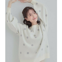 【S-LL/洗濯機可】　体系カバー出来る 大人のドット柄ニット