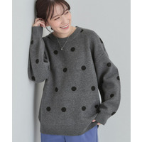 【S-LL/洗濯機可】　体系カバー出来る 大人のドット柄ニット