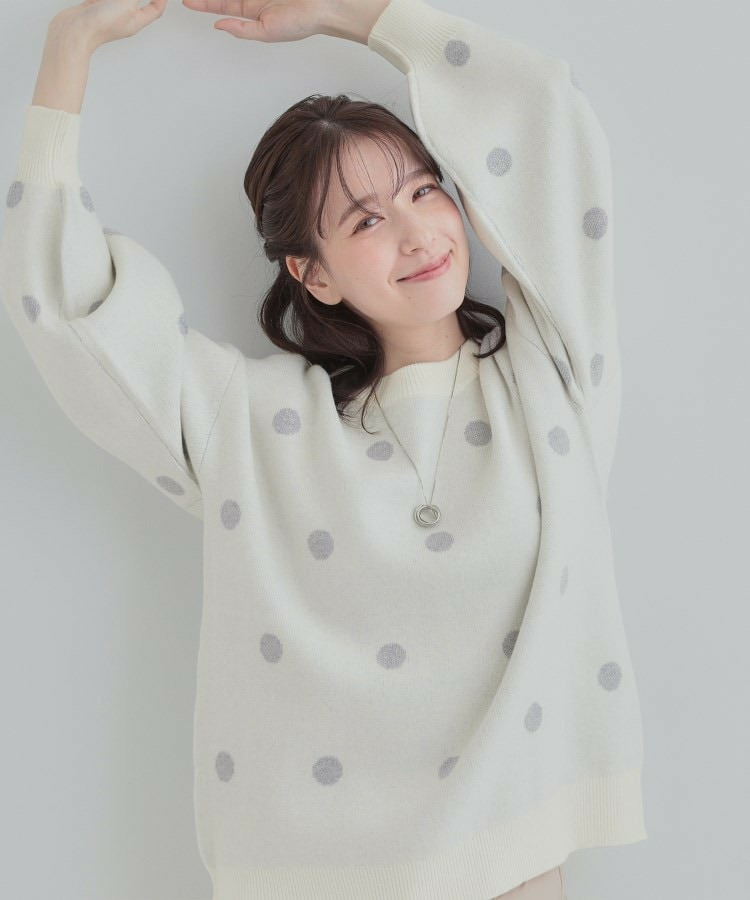 【S-LL/洗濯機可】 体系カバー出来る 大人のドット柄ニット1