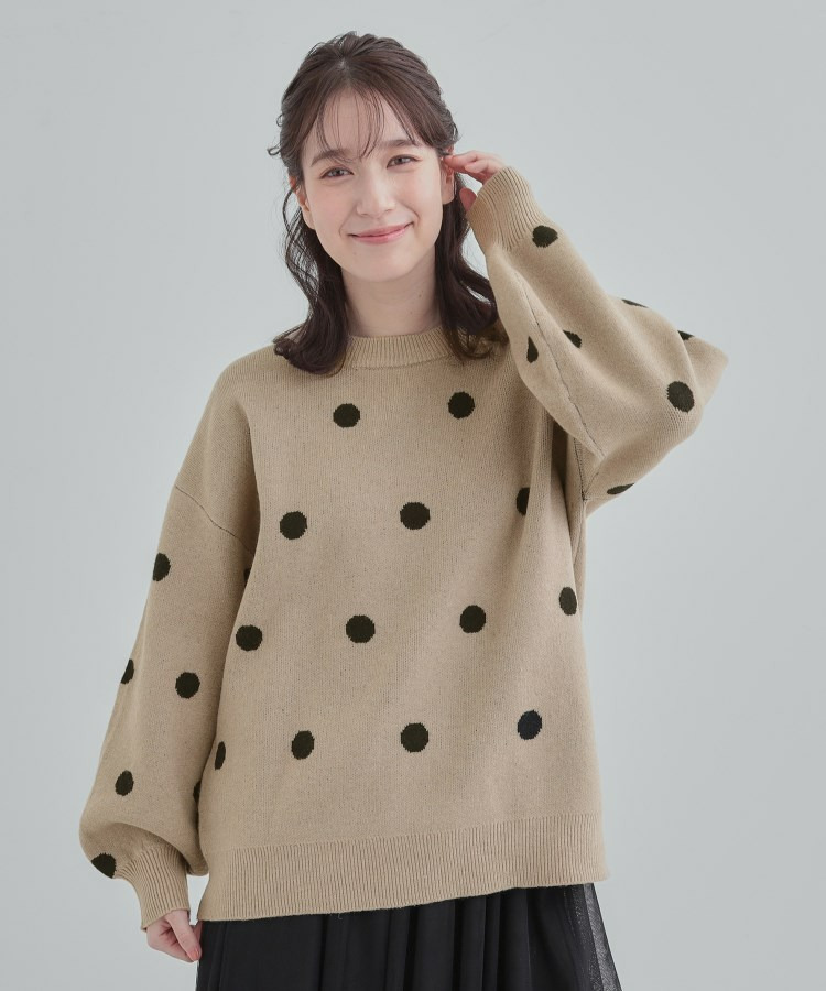 【S-LL/洗濯機可】 体系カバー出来る 大人のドット柄ニット10