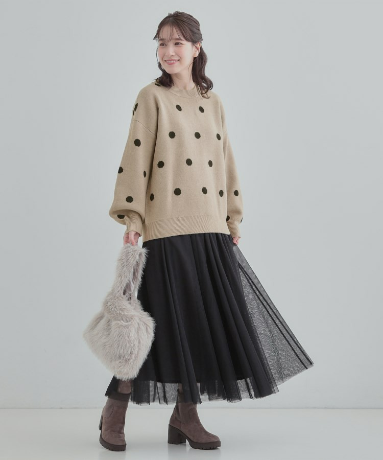 【S-LL/洗濯機可】 体系カバー出来る 大人のドット柄ニット12