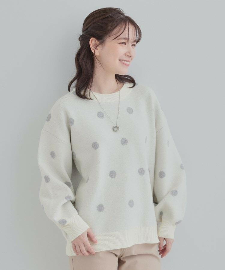 【S-LL/洗濯機可】 体系カバー出来る 大人のドット柄ニット2