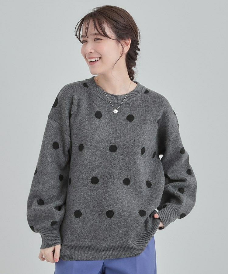 【S-LL/洗濯機可】 体系カバー出来る 大人のドット柄ニット6