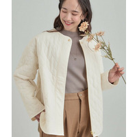 【洗濯機可/S-LL/撥水】大人が着たい ノーカラー キルトジャケット