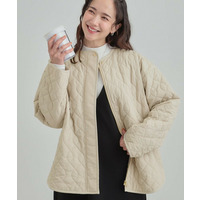 【洗濯機可/S-LL/撥水】大人が着たい ノーカラー キルトジャケット