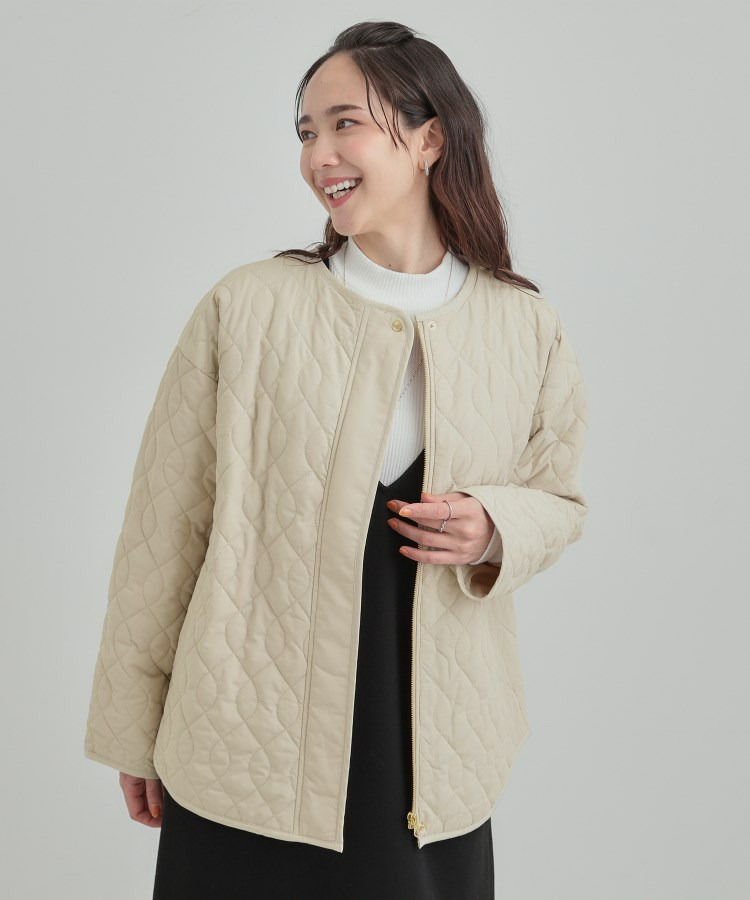 【洗濯機可/S-LL/撥水】大人が着たい ノーカラー キルトジャケット10