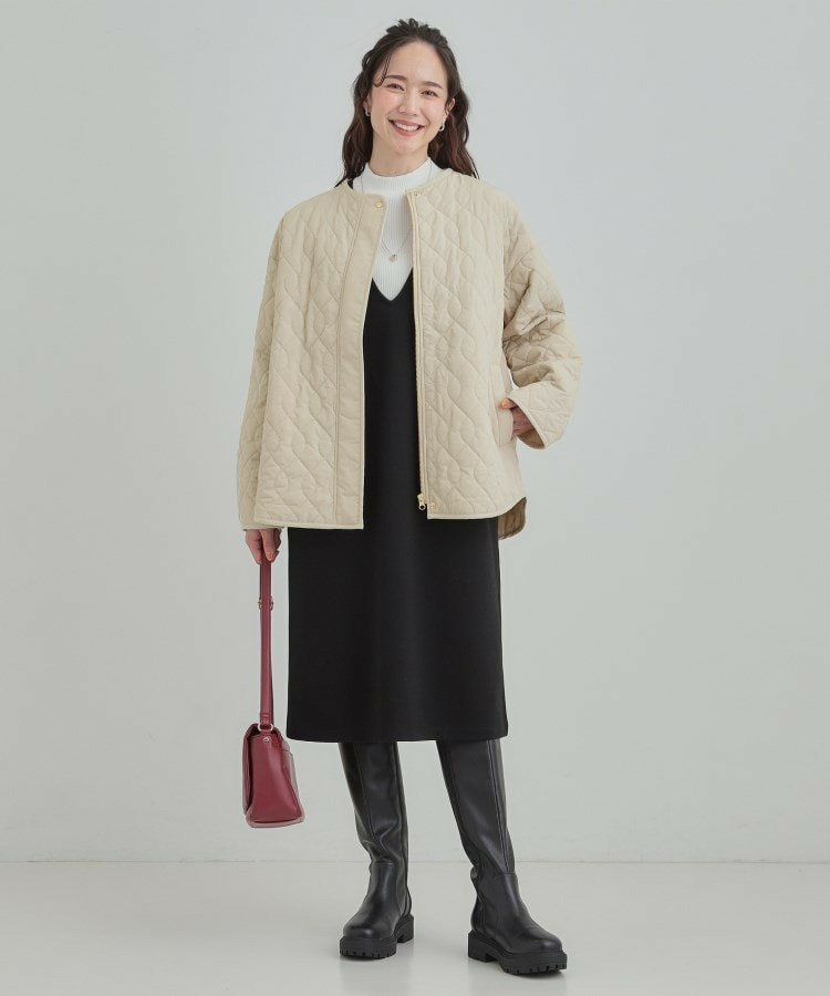 【洗濯機可/S-LL/撥水】大人が着たい ノーカラー キルトジャケット12