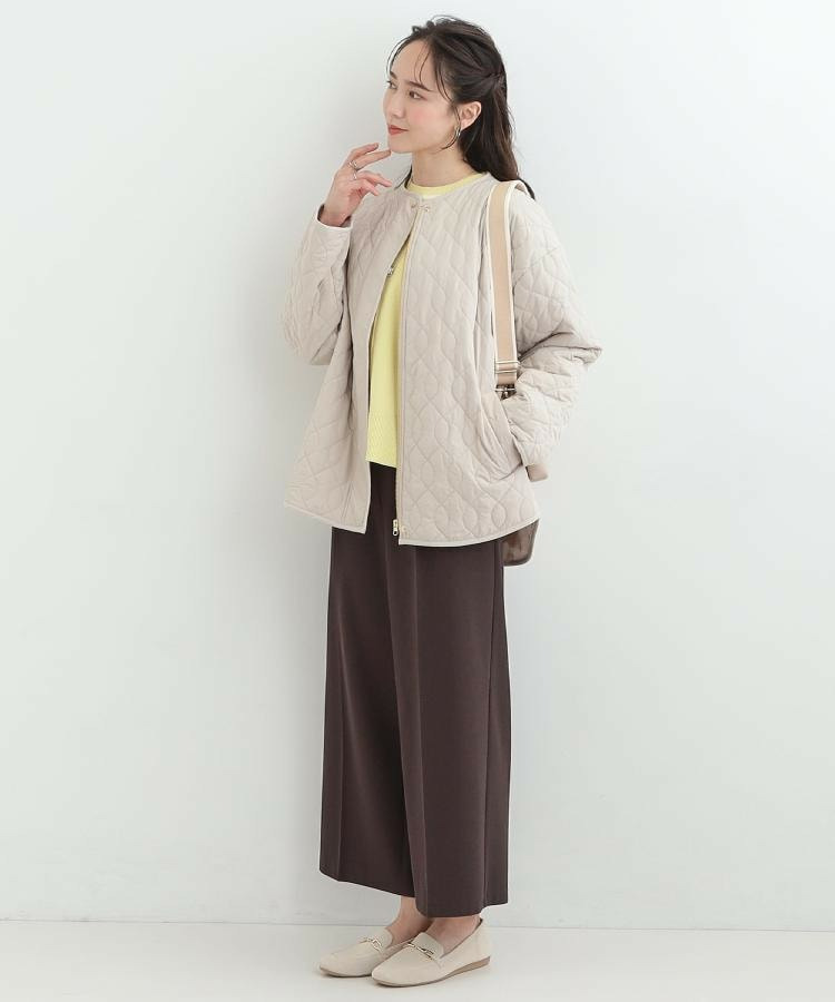 【洗濯機可/S-LL/撥水】ゴールドパーツで上品に 大人が着たい ノーカラーキルトジャケット23