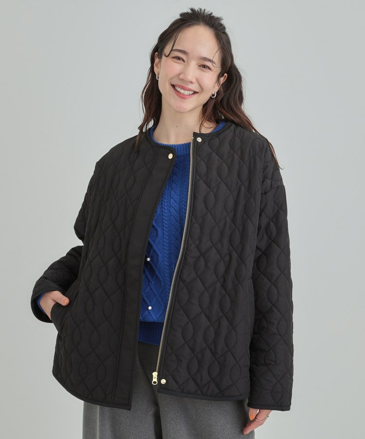 【洗濯機可/S-LL/撥水】大人が着たい ノーカラー キルトジャケット6