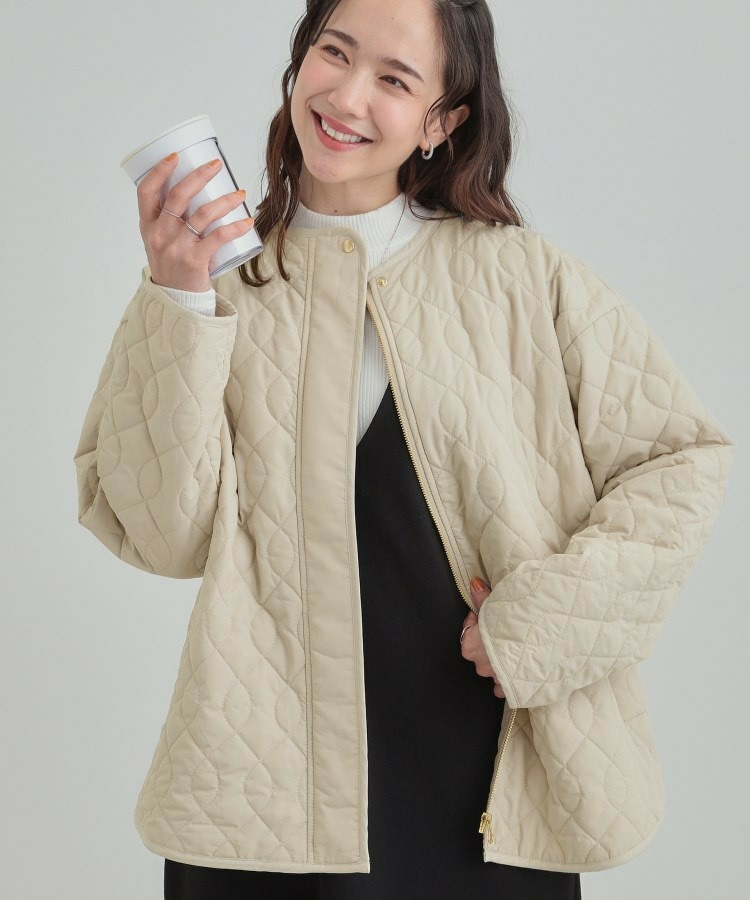 【洗濯機可/S-LL/撥水】大人が着たい ノーカラー キルトジャケット1
