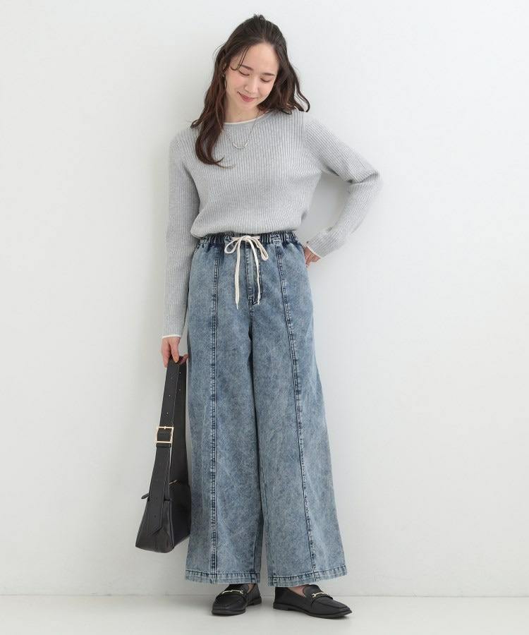 【S-LL】抜け感あるスタイルに ケミカルデニム イージーワイドパンツ8