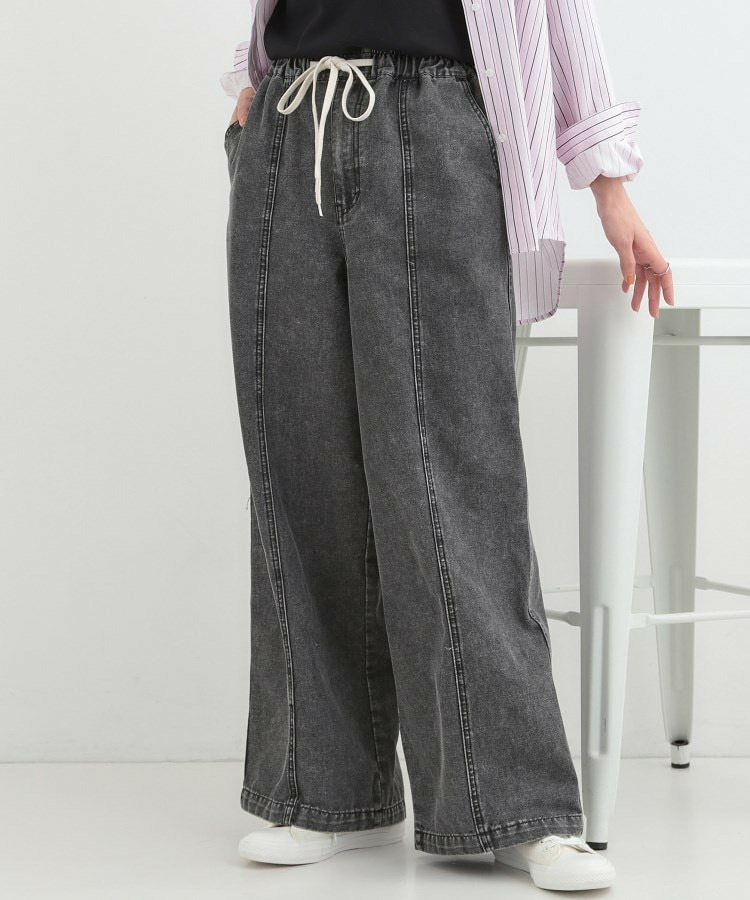 【S-LL】抜け感あるスタイルに ケミカルデニム イージーワイドパンツ1