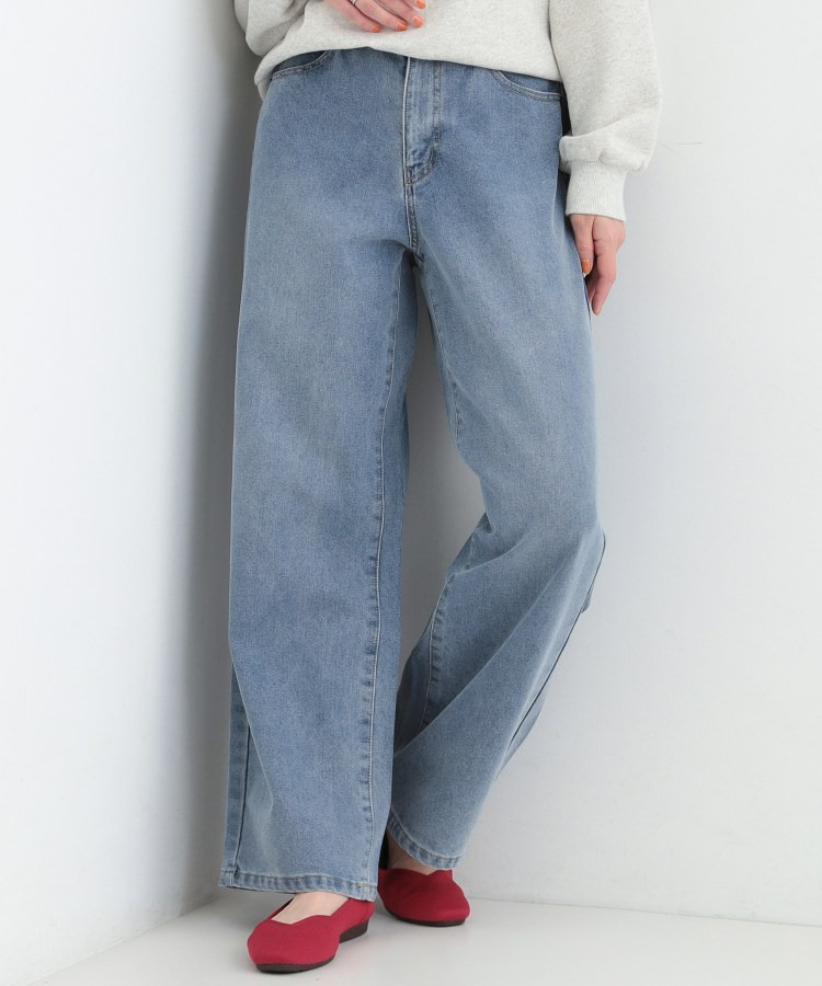 【SHOO WARM】あったか裏微起毛デニムワイドパンツ