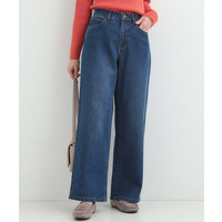 【あったか/S-LL】脚のラインを拾いにくい 裏微起毛 デニムワイドパンツ