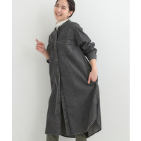 【ライトオンスデニム/S-LL】体型カバーにも ロングデニムシャツワンピース