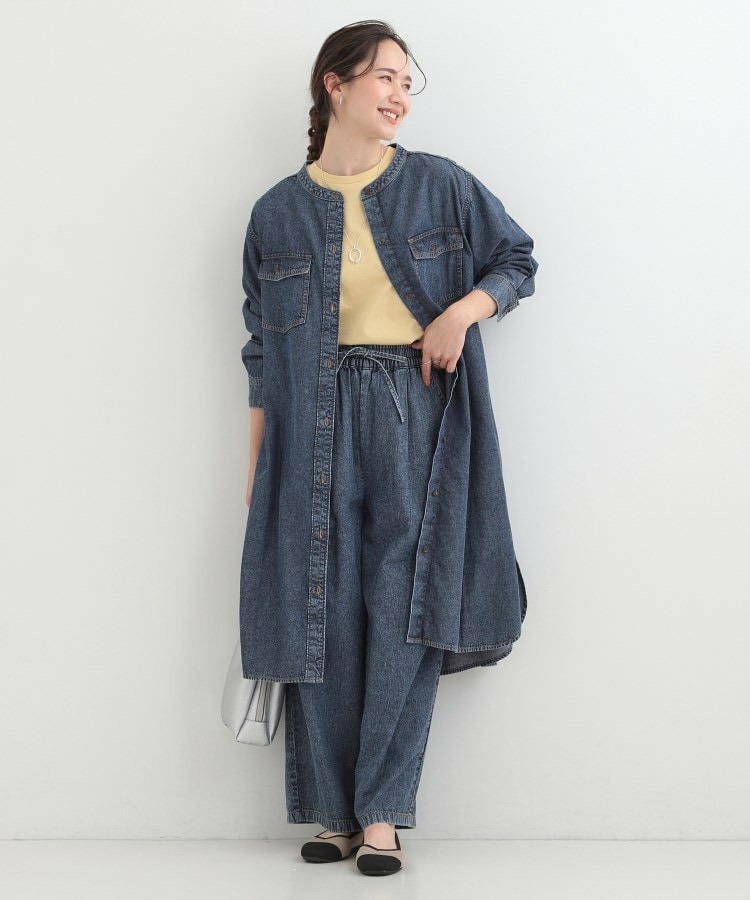【ライトオンスデニム/S-LL】体型カバーにも ロングデニムシャツワンピース11