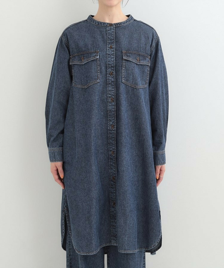 【ライトオンスデニム/S-LL】体型カバーにも ロングデニムシャツワンピース13