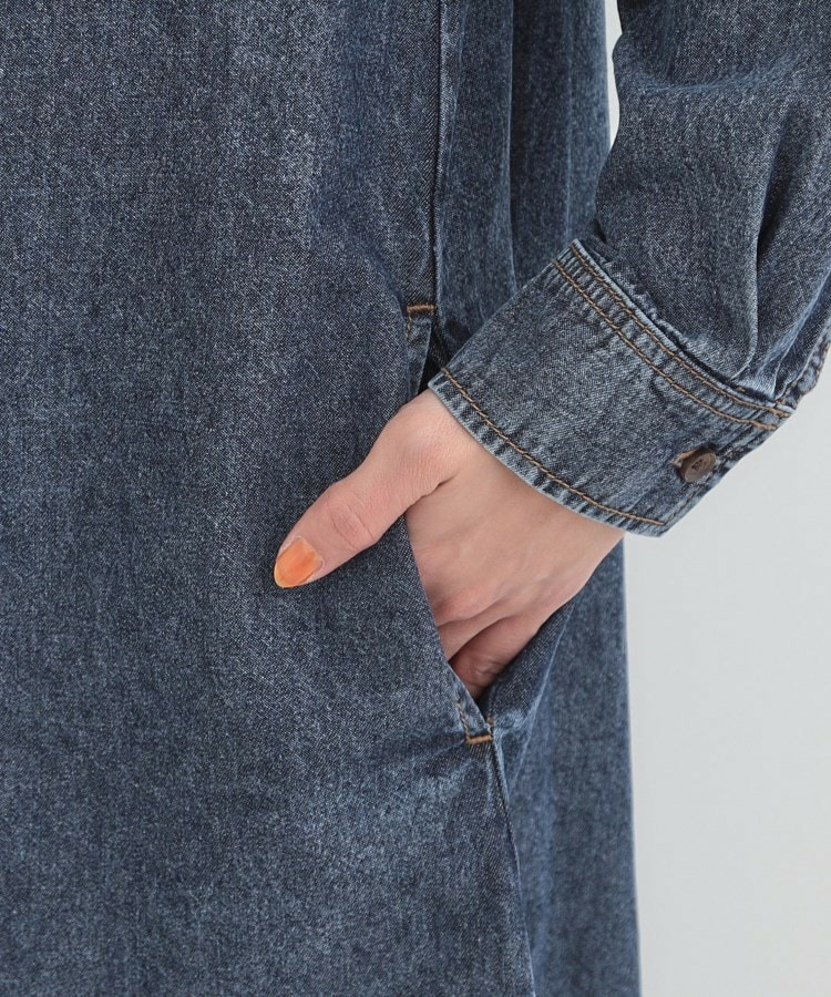 【ライトオンスデニム/S-LL】体型カバーにも ロングデニムシャツワンピース18