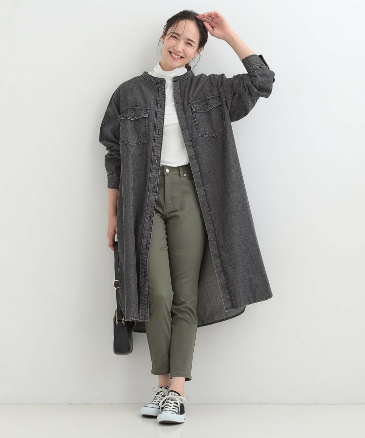 【ライトオンスデニム/S-LL】体型カバーにも ロングデニムシャツワンピース4