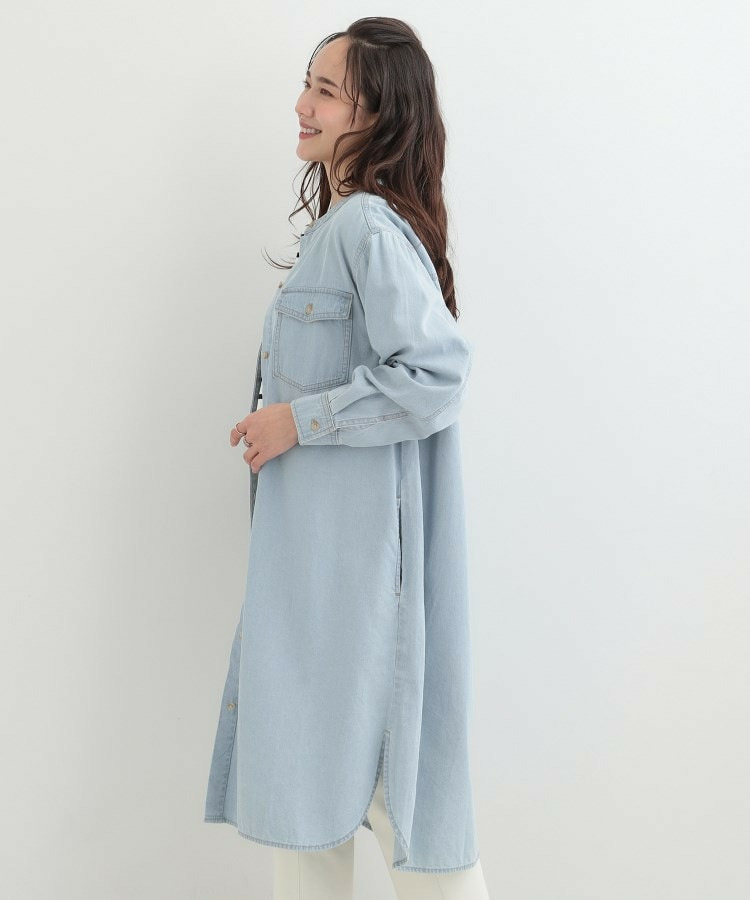【ライトオンスデニム/S-LL】体型カバーにも ロングデニムシャツワンピース7