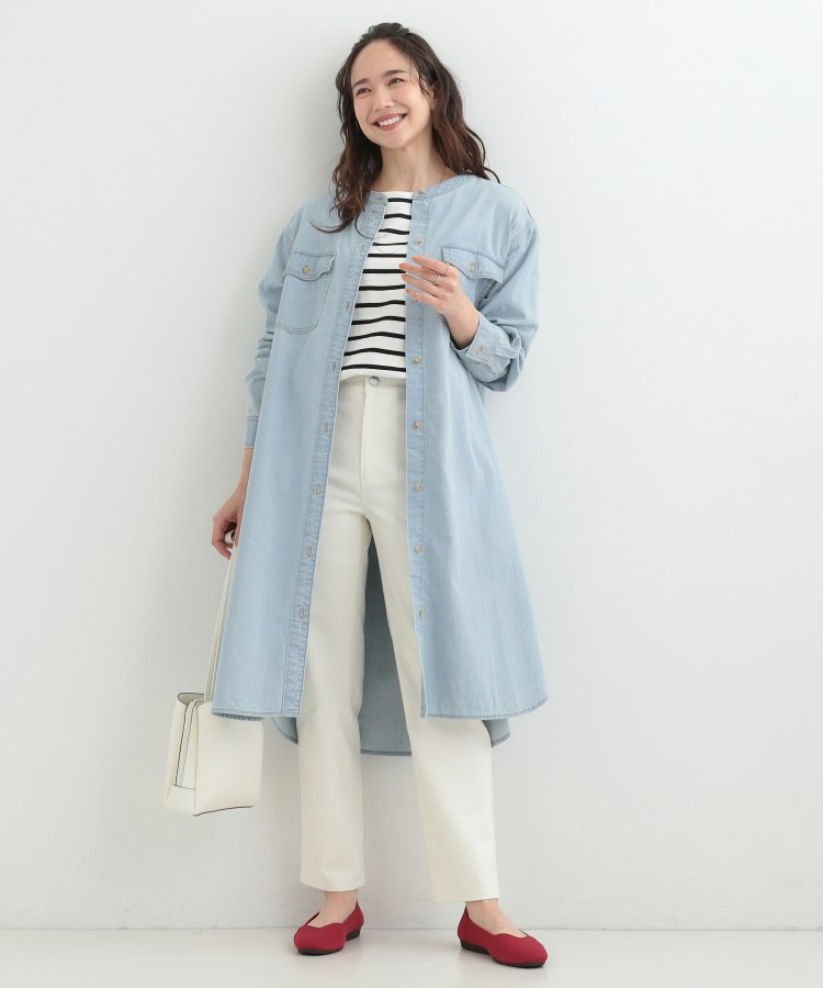 【ライトオンスデニム/S-LL】体型カバーにも ロングデニムシャツワンピース8