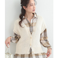 【S-LL/洗濯機可】気軽にレイヤード ざっくり前開きニットベスト