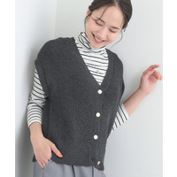 【S-LL/洗濯機可】気軽にレイヤード ざっくり前開きニットベスト