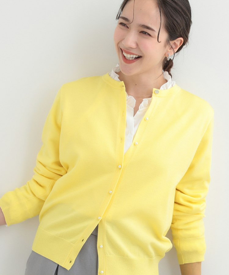 【洗濯機可/S-LL/セットアップ可】シンプルきれい見え クルーネックカーディガン1