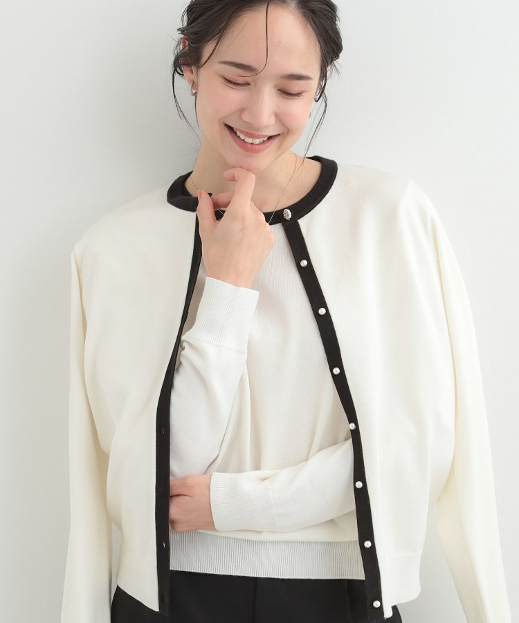 【洗濯機可/S-LL/セットアップ可】シンプルきれい見え クルーネックカーディガン1