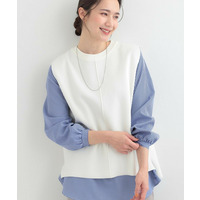 【2点セット/S-LL/洗濯機可】軽くてきれい見え ニットベスト＋ブラウス