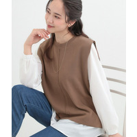 【2点セット/S-LL/洗濯機可】軽くてきれい見え ニットベスト＋ブラウス