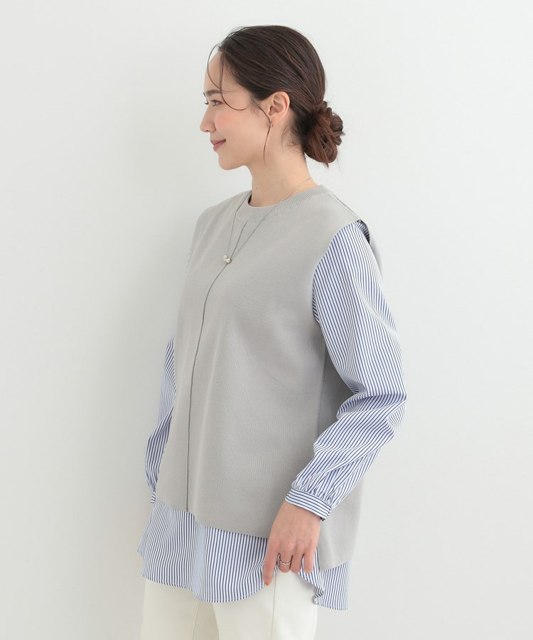 【2点セット/S-LL/洗濯機可】軽くてきれい見え ニットベスト+ブラウス10