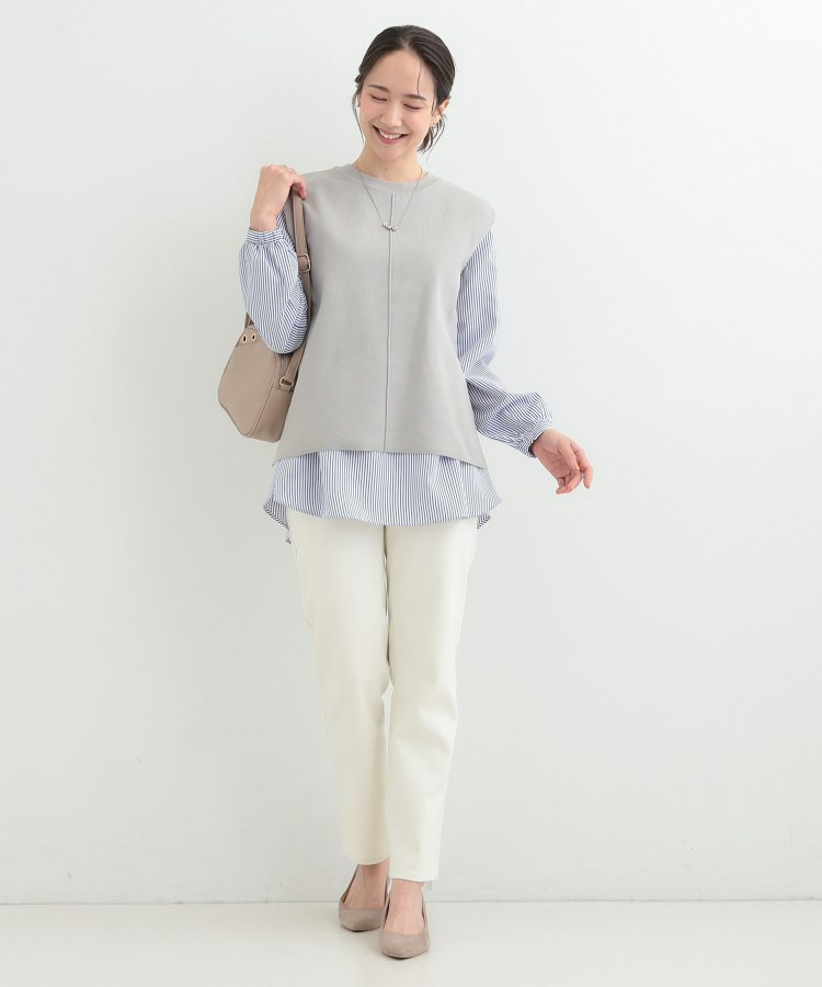 【2点セット/S-LL/洗濯機可】軽くてきれい見え ニットベスト+ブラウス11