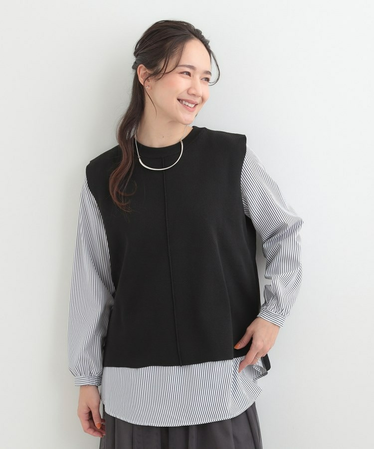 【2点セット/S-LL/洗濯機可】軽くてきれい見え ニットベスト+ブラウス16