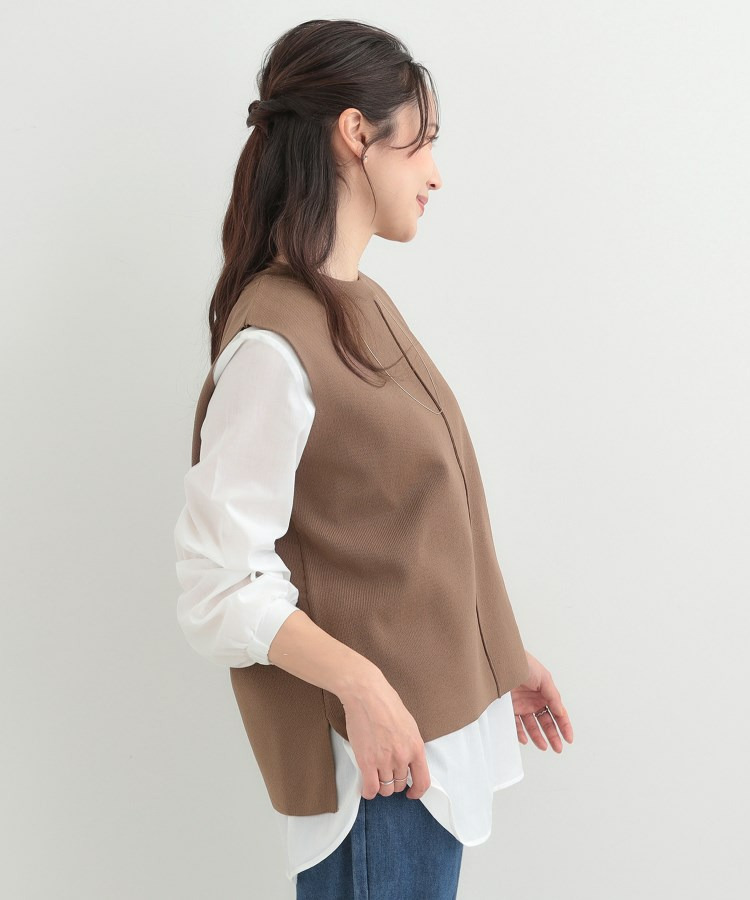 【2点セット/S-LL/洗濯機可】軽くてきれい見え ニットベスト+ブラウス24