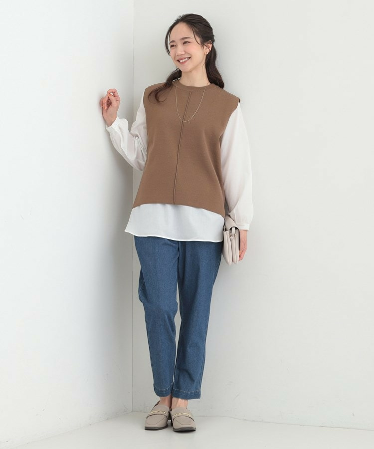 【2点セット/S-LL/洗濯機可】軽くてきれい見え ニットベスト+ブラウス25