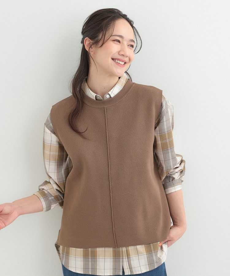 【2点セット/S-LL/洗濯機可】軽くてきれい見え ニットベスト+ブラウス26