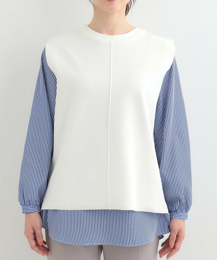 【2点セット/S-LL/洗濯機可】軽くてきれい見え ニットベスト+ブラウス30