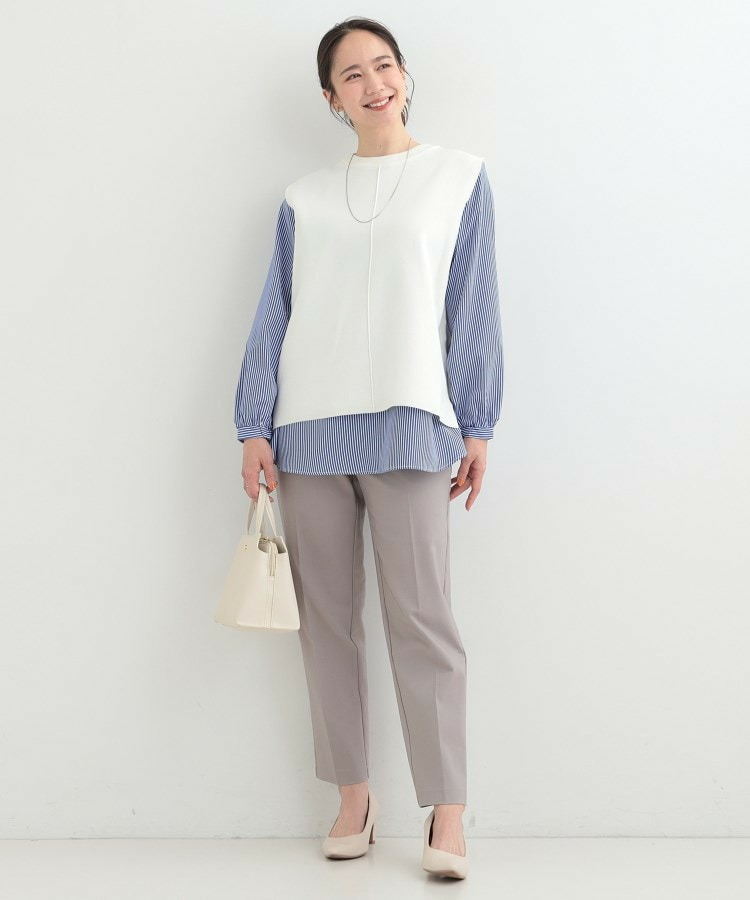 【2点セット/S-LL/洗濯機可】軽くてきれい見え ニットベスト+ブラウス4