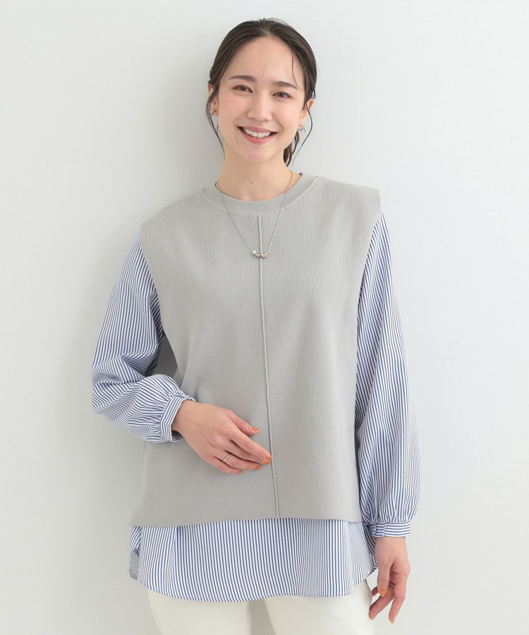 【2点セット/S-LL/洗濯機可】軽くてきれい見え ニットベスト+ブラウス9